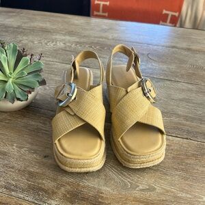 Marc Fisher Renda Woven Platform Slingback Sandal - Natural
